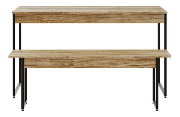 Conjunto De Mesa De Jantar Com Banco Studio Carvalho E Preto Cor Marrom