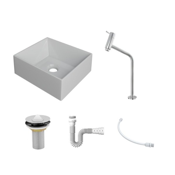 Encontraproduto.com.br - Kit Cuba Rt30 Riviera Com Torneira Link 1062 E Válvula Metal Com Sifão E Flexível Branca