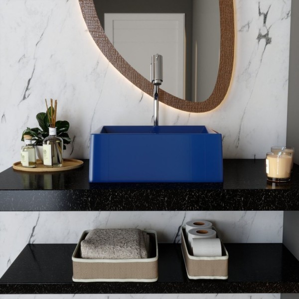 Encontraproduto.com.br - Kit Cuba Rt30 Riviera Com Torneira Link 1062 E Válvula Metal Com Sifão E Flexível Azul Escuro