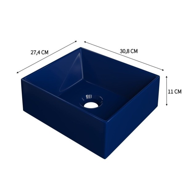 Encontraproduto.com.br - Kit Cuba Rt30 Riviera Com Torneira Link 1062 E Válvula Metal Com Sifão E Flexível Azul Escuro