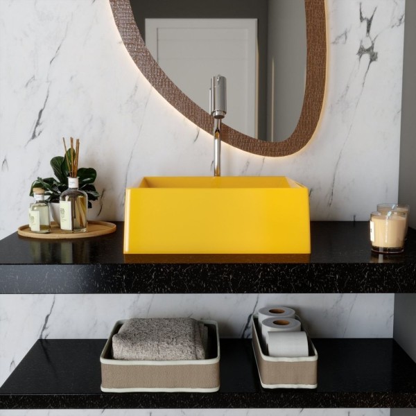 Encontraproduto.com.br - Kit Cuba Rt30 Riviera Com Torneira Link 1062 E Válvula Botão Com Sifão E Flexível Amarelo