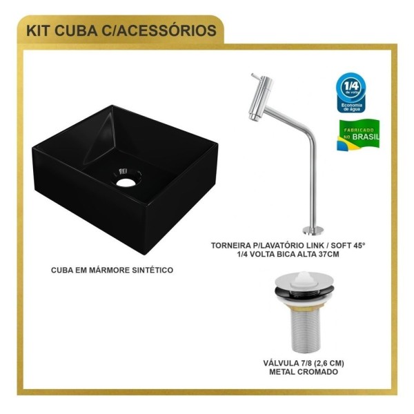 Encontraproduto.com.br - Kit Cuba Rt30 Riviera Com Torneira Link 1062 E Válvula Metal Preto