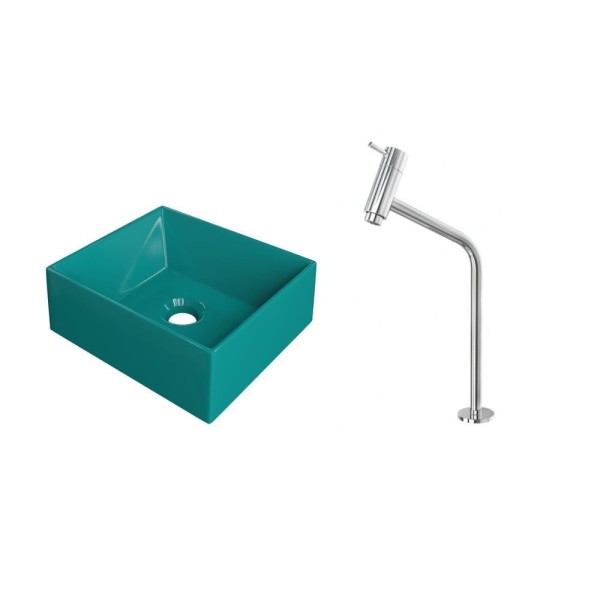 Encontraproduto.com.br - Kit Cuba Rt30 Riviera Com Torneira Link 1062 Azul Turquesa