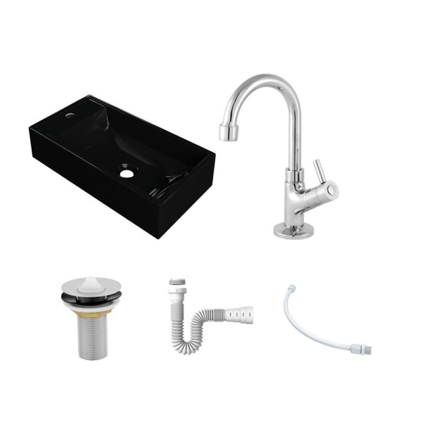 Encontraproduto.com.br - Kit Cuba Rl545 Roma Com Torneira 1198 E Válvula Metal Com Sifão E Flexível Preto