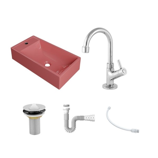 Encontraproduto.com.br - Kit Cuba Rl545 Roma Com Torneira 1198 E Válvula Metal Com Sifão E Flexível Rosa
