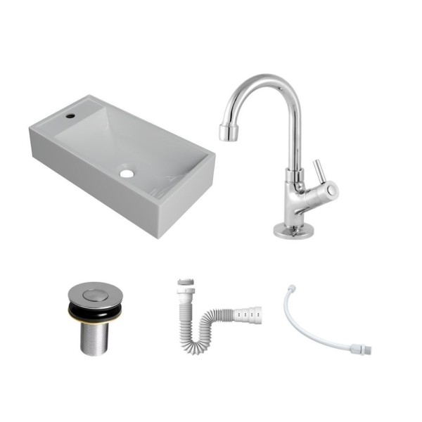 Encontraproduto.com.br - Kit Cuba Rl545 Roma Com Torneira 1198 E Válvula Botão Com Sifão E Flexível Branca
