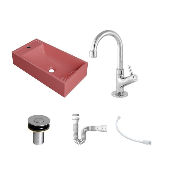 Encontraproduto.com.br - Kit Cuba Rl545 Roma Com Torneira 1198 E Válvula Botão Com Sifão E Flexível Rosa