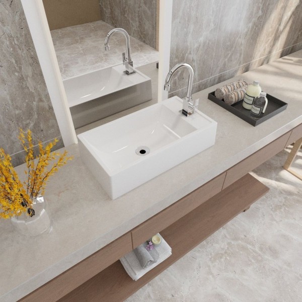 Encontraproduto.com.br - Kit Cuba Rl545 Roma Com Torneira Luxo E Válvula Metal Com Sifão E Flexível Branca