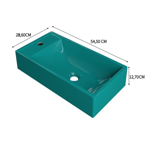 Encontraproduto.com.br - Kit Cuba Rl545 Roma Com Torneira Luxo E Válvula Botão Com Sifão E Flexível Azul Turquesa