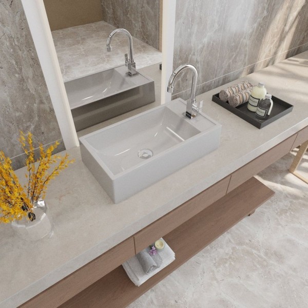 Encontraproduto.com.br - Kit Cuba Rl545 Roma Com Torneira Luxo E Válvula Botão Com Sifão E Flexível Cinza