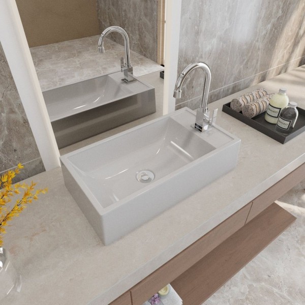 Encontraproduto.com.br - Kit Cuba Rl545 Roma Com Torneira Luxo E Válvula Botão Com Sifão E Flexível Cinza