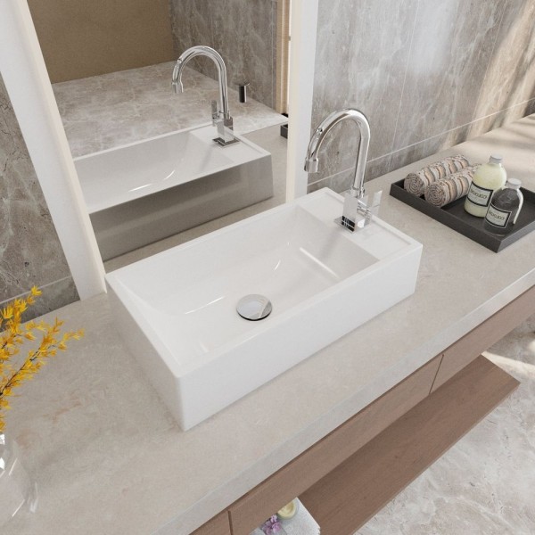 Encontraproduto.com.br - Kit Cuba Rl545 Roma Com Torneira Luxo E Válvula Click Com Sifão E Flexível Branca