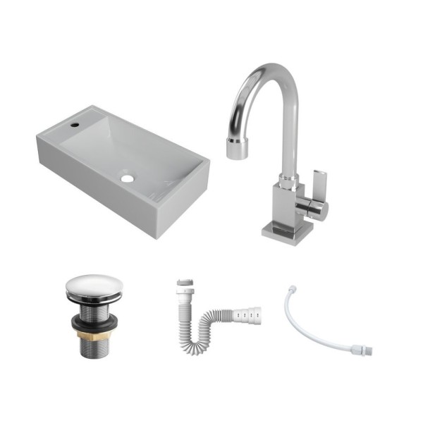 Encontraproduto.com.br - Kit Cuba Rl545 Roma Com Torneira Luxo E Válvula Click Com Sifão E Flexível Branca