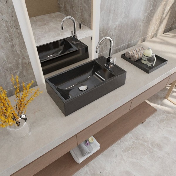 Encontraproduto.com.br - Kit Cuba Rl545 Roma Com Torneira Luxo E Válvula Click Com Sifão E Flexível Preto