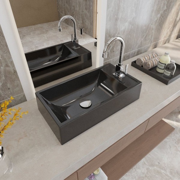 Encontraproduto.com.br - Kit Cuba Rl545 Roma Com Torneira Luxo E Válvula Click Com Sifão E Flexível Preto