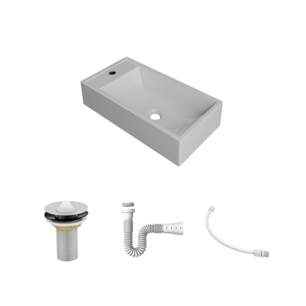Encontraproduto.com.br - Kit Cuba Rl545 Roma Com Válvula Metal E Sifão Com Flexível Branca