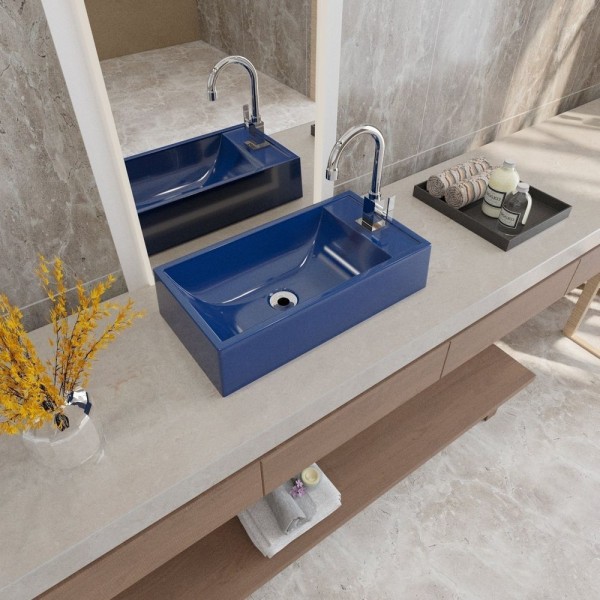 Encontraproduto.com.br - Kit Cuba Rl545 Roma Com Válvula Metal E Sifão Com Flexível Azul Escuro