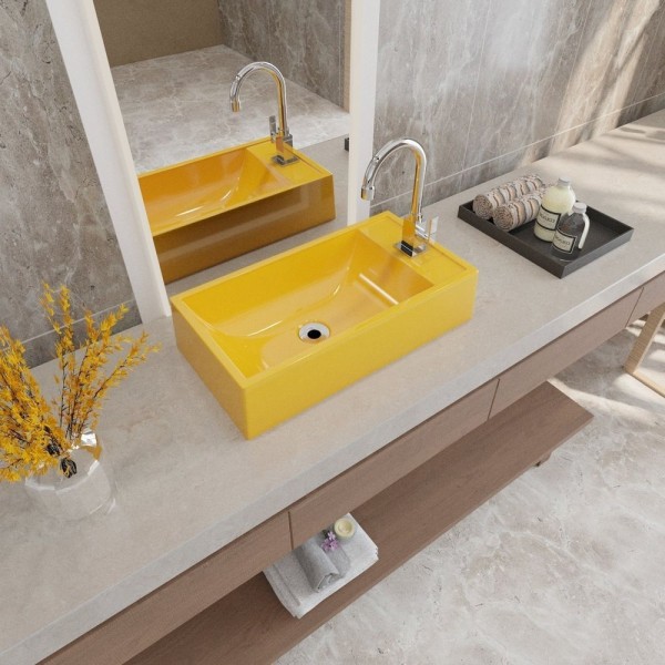 Encontraproduto.com.br - Kit Cuba Rl545 Roma Com Válvula Metal E Sifão Com Flexível Amarelo