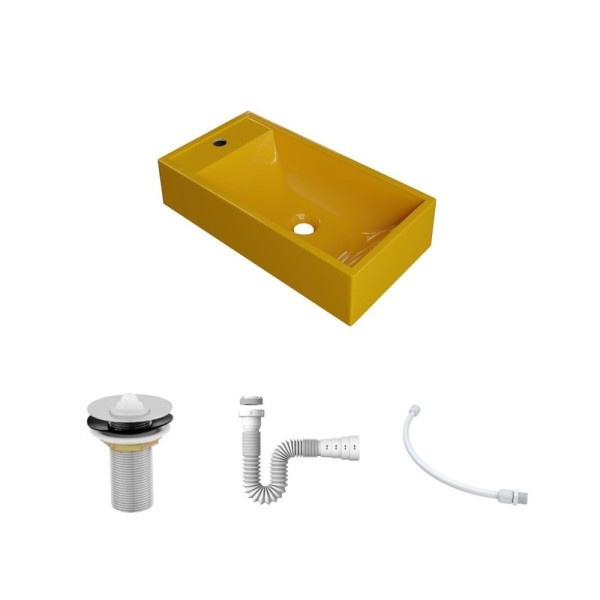 Encontraproduto.com.br - Kit Cuba Rl545 Roma Com Válvula Metal E Sifão Com Flexível Amarelo