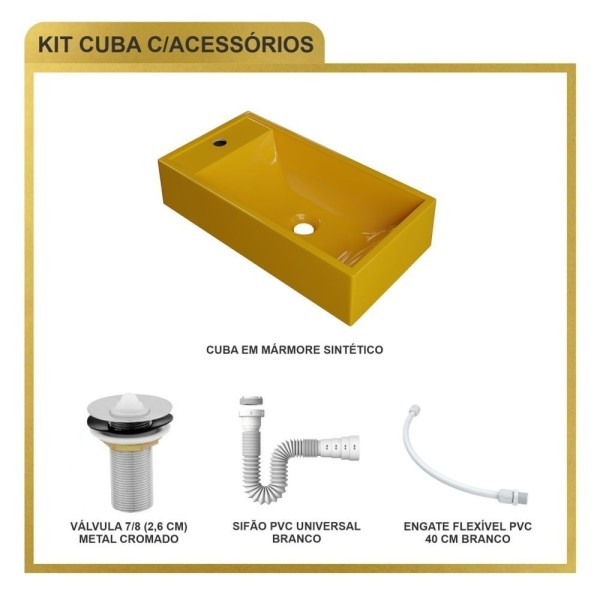 Encontraproduto.com.br - Kit Cuba Rl545 Roma Com Válvula Metal E Sifão Com Flexível Amarelo