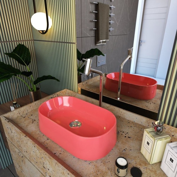 Encontraproduto.com.br - Kit Cuba Ov42 Laila Com Torneira Link 1062 E Válvula Botão Com Sifão E Flexível Rosa