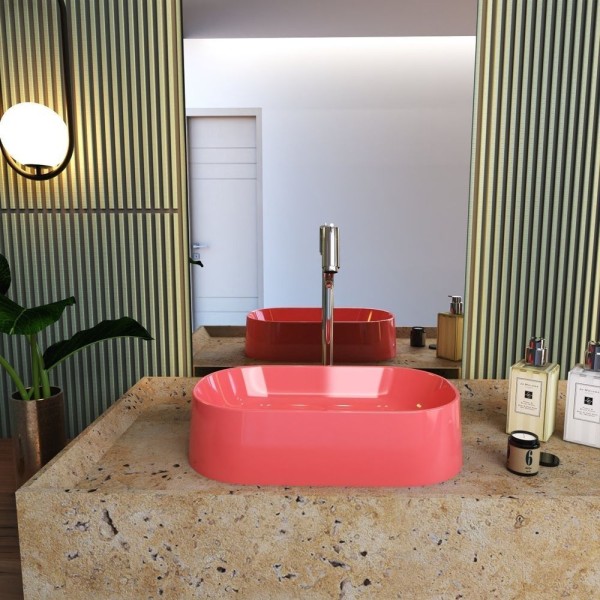 Encontraproduto.com.br - Kit Cuba Ov42 Laila Com Torneira Link 1062 E Válvula Botão Com Sifão E Flexível Rosa