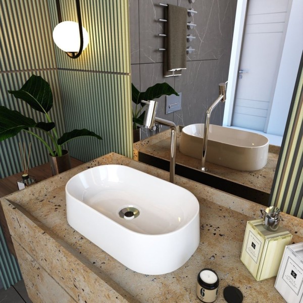 Encontraproduto.com.br - Kit Cuba Ov42 Laila Com Válvula Metal E Sifão Com Flexível Branca