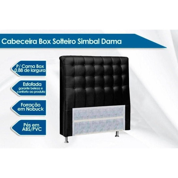 Encontraproduto.com.br - Cabeceira Cama Box Estofada Solteiro Solteiro Dama Plus Preto Simbal