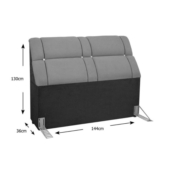 Encontraproduto.com.br - Cabeceira Cama Box Estofada Casal Casal Imperador Suede Cinza-negro - Simbal