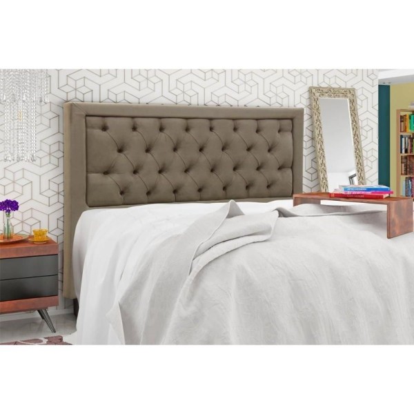 Encontraproduto.com.br - Cabeceira Cama Box Estofada Queen Queen Baronesa Plus Suede Bege - Simbal