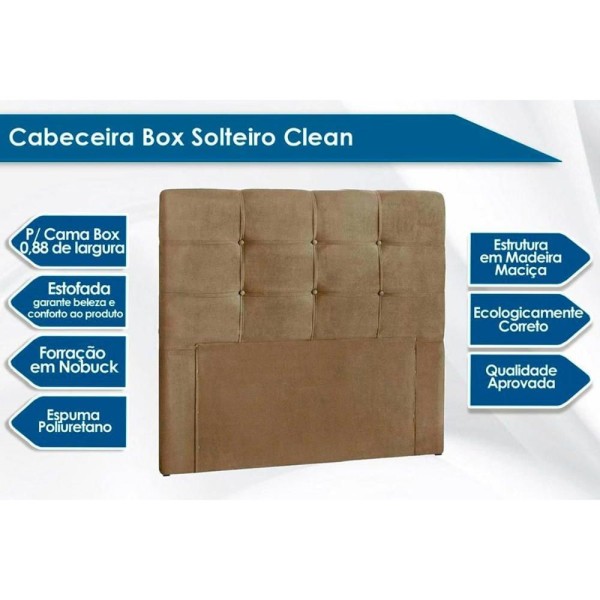 Encontraproduto.com.br - Cabeceira Cama Box Estofada Solteiro Solteiro Clean Suede Marrom - Simbal