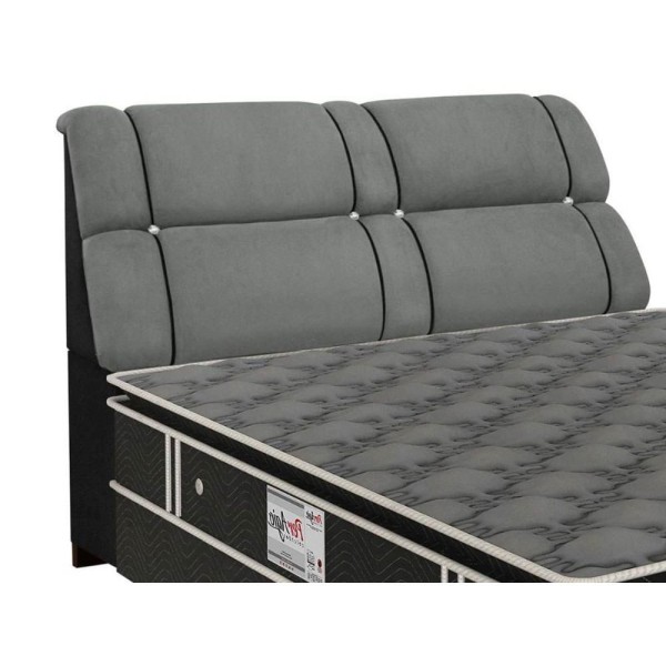 Encontraproduto.com.br - Cabeceira Cama Box Estofada King Imperador Suede Cinza/negro