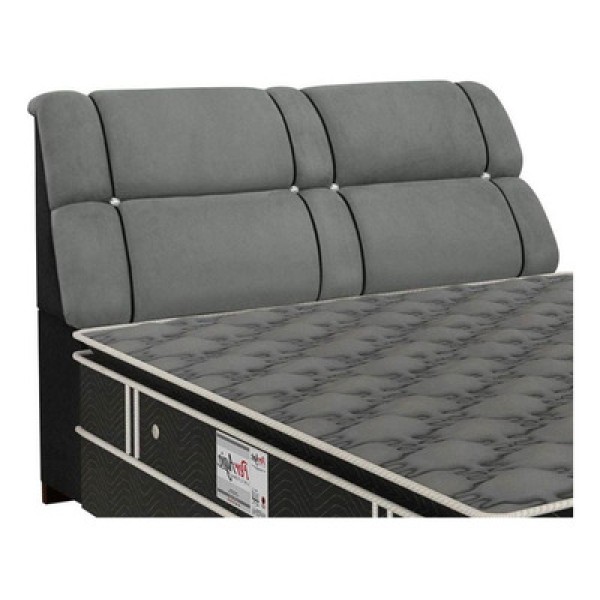 Encontraproduto.com.br - Cabeceira Cama Box Estofada King Imperador Suede Cinza/negro