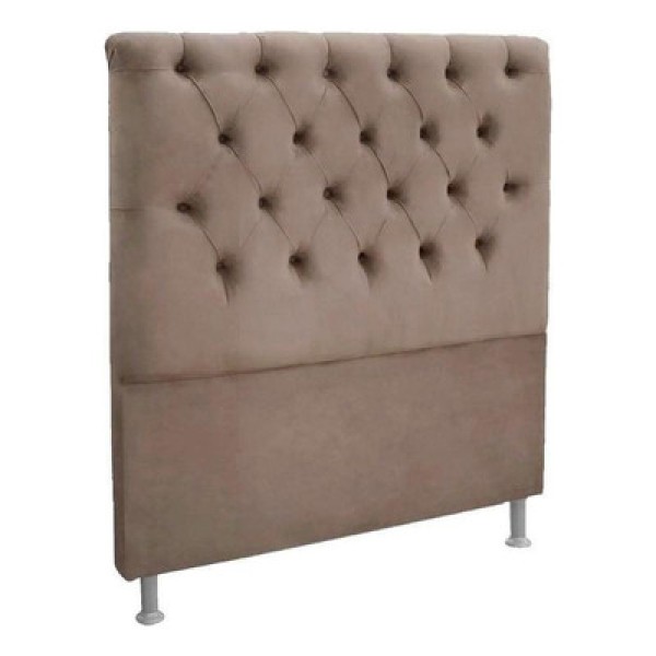 Cabeceira Cama Box Estofada Solteiro Solteiro Embaixatriz Plus Suede Bege - Simbal