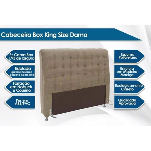 Encontraproduto.com.br - Cabeceira Cama Box Estofada King King Dama Plus Marrom Taupe Simbal