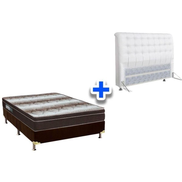 Encontraproduto.com.br - Cama Box King Crc + Colchão Ortopédico Light Ortobom + Cabeceira Dama Courano Branco