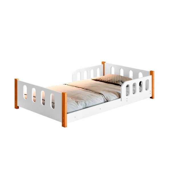 Encontraproduto.com.br - Cama Infantil Juvenil Camila Com Colchão + Grade De Proteção E Luminária Led - Branca - Cor: Branco