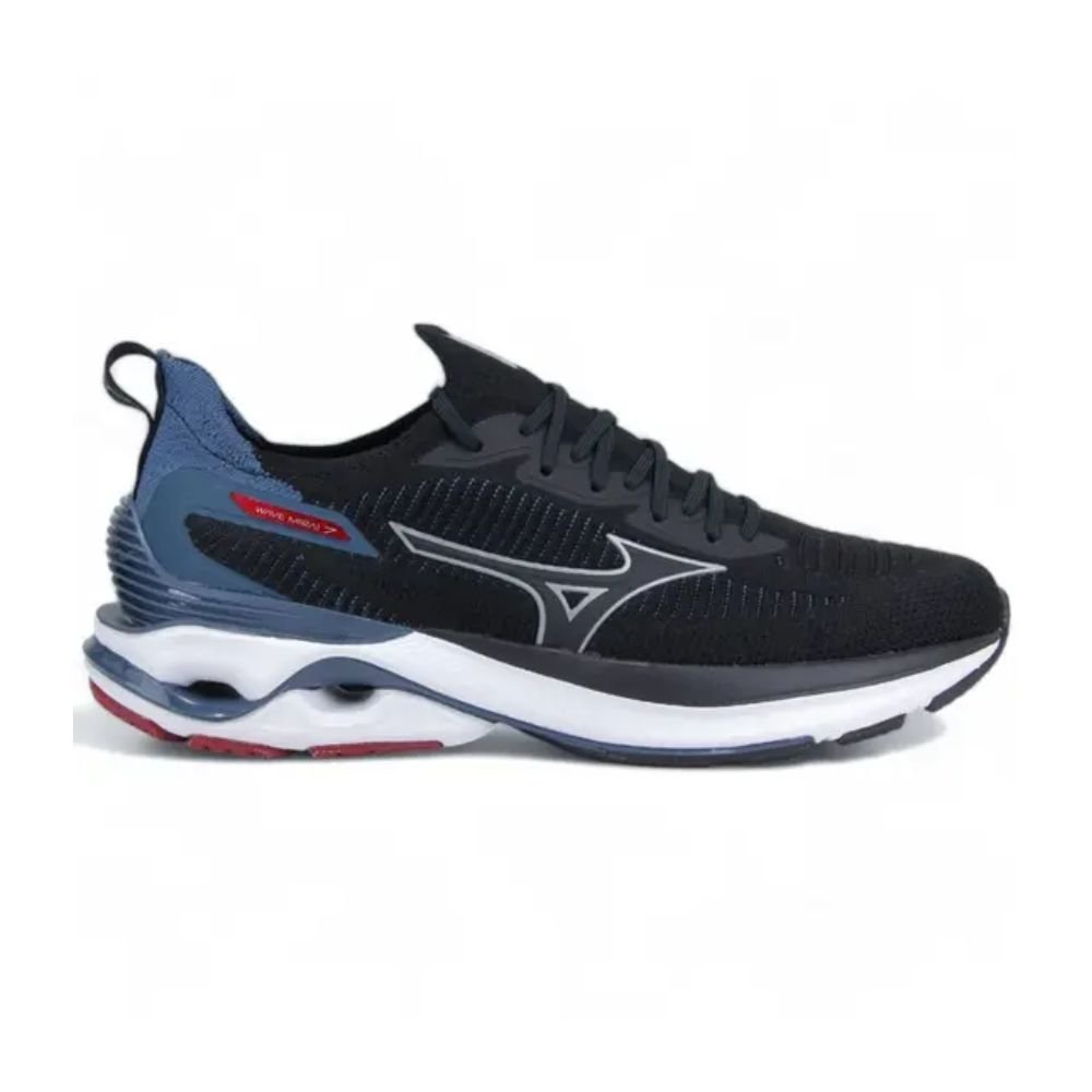 Tênis Masculino N°43 Mizuno Wave Mirai 7 Preto Petróleo (MP)