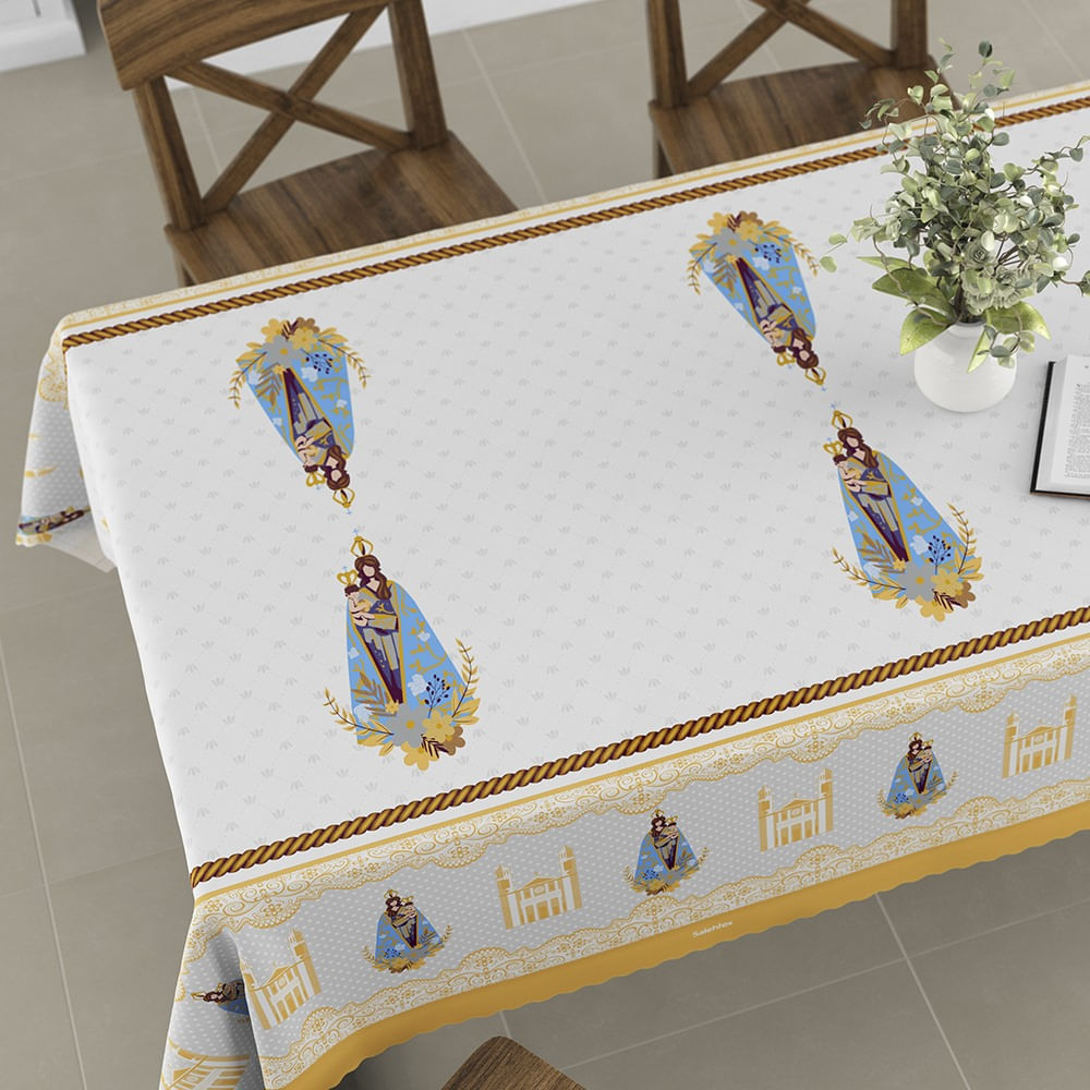Toalha de Mesa Círio de Nazaré Salehtex 1,40 x 2,20 Metros - Amarelo