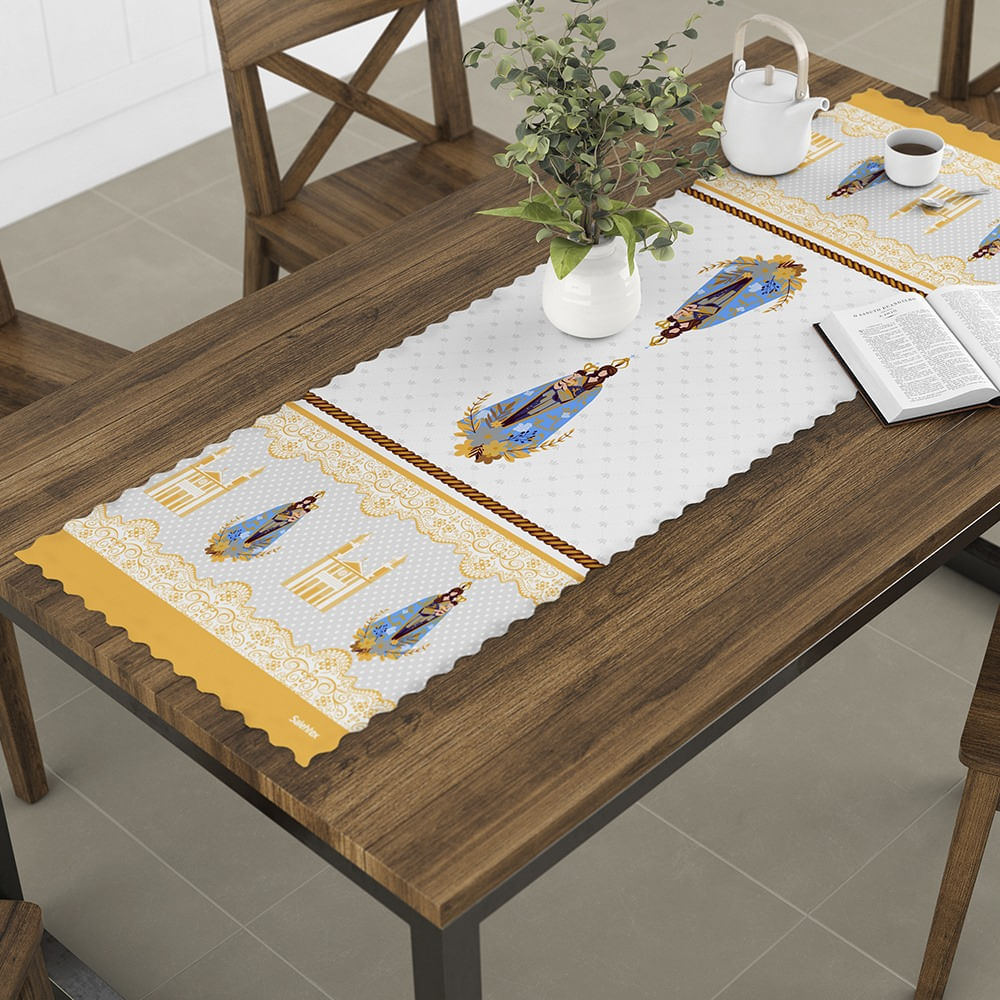 Trilho de Mesa Círio de Nazaré Salehtex 0,45 x 1,40 Metros - Amarelo