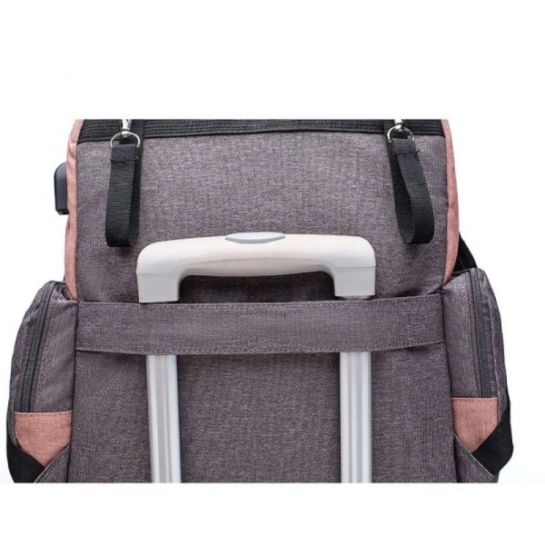 Encontraproduto.com.br - Mochila Maternidade Mamãe Moderna Elegance Cinza com Rosa
