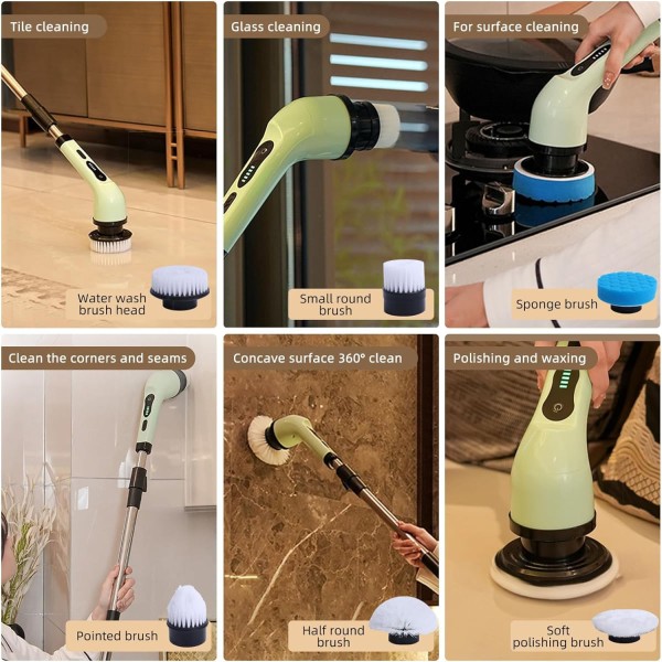 Encontraproduto.com.br - Purificador giratório elétrico sem fio 9 cabeças de limpeza de reposição à prova d'água escova de limpeza