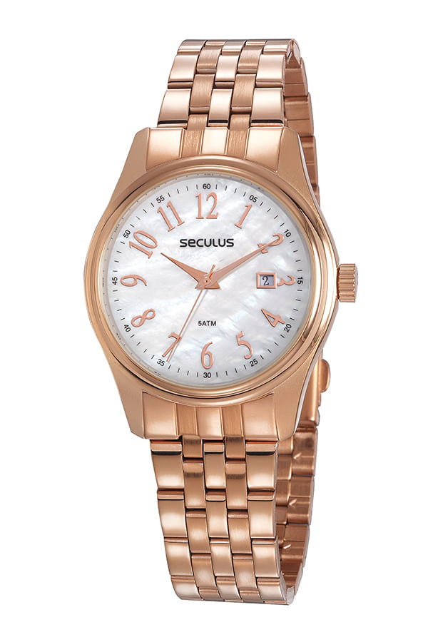 Kit Relógio Seculus Feminino Rosé com Pulseira 77049LPSVRS1K1