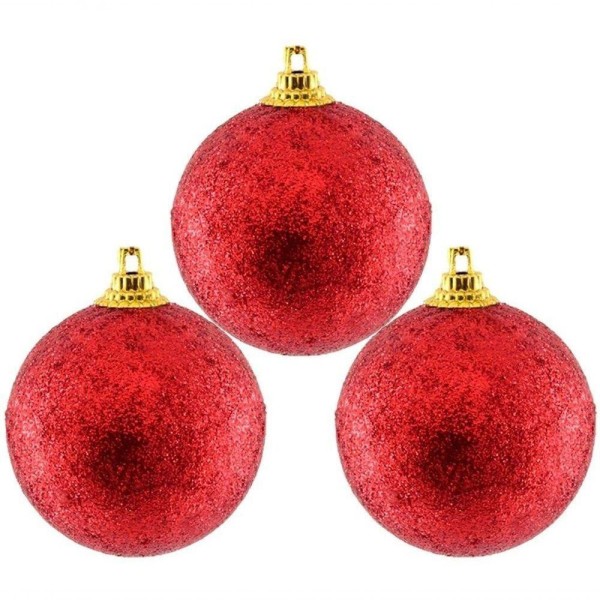 Encontraproduto.com.br - Kit 48 Bolas Enfeite árvore Natal Vermelha Glitter 4,8cm