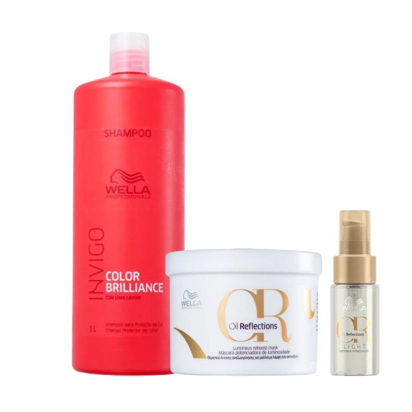 Encontraproduto.com.br - Kit Shampoos, Máscara e 2 Oil Reflections Light - Wella