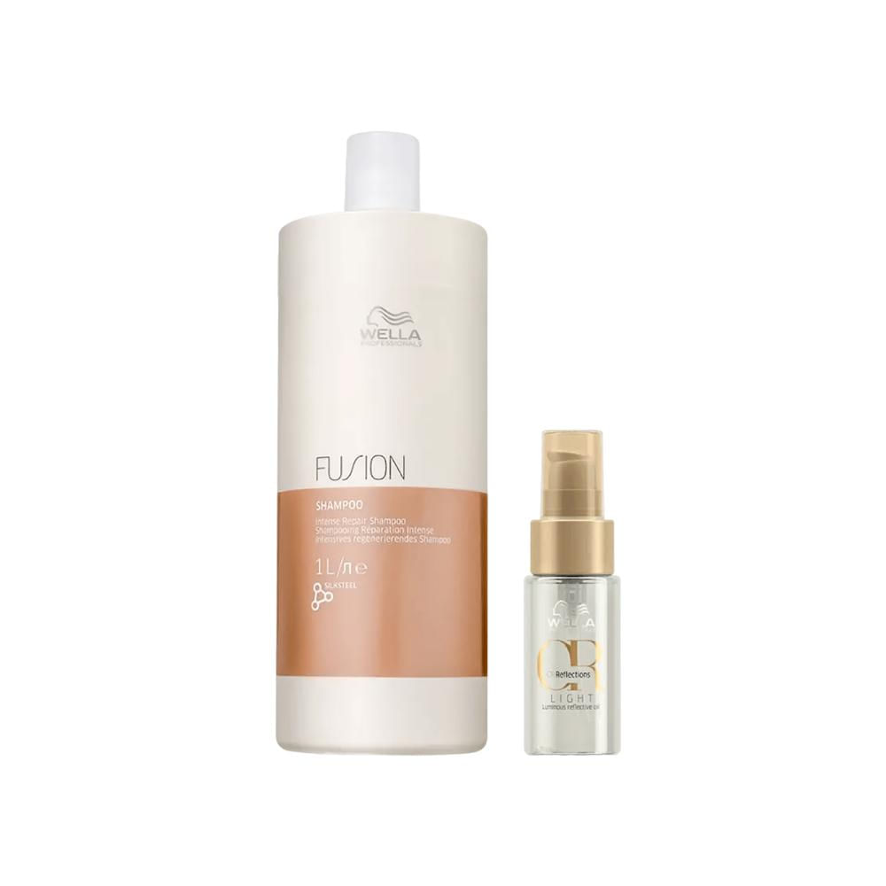 Kit Shampoo Fusion 1L e Oil Reflections Light 30ml - Wella