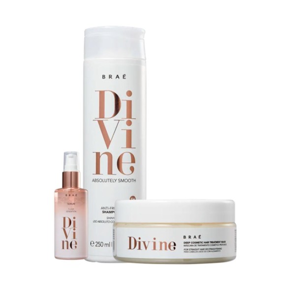 Kit Shampoo, Mascara Antifrizz e Sérum Plume BRAÉ Divine