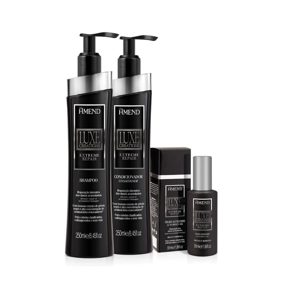 Kit Shampoo, Condicionador e Óleo Reparador Luxe Creations Extreme Repair - Amend