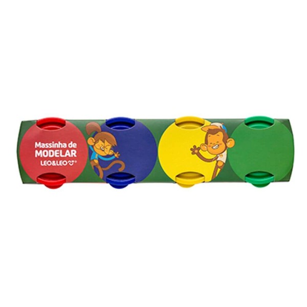Encontraproduto.com.br - Kit Massinha de Modelar 4 Cores Leo&Leo