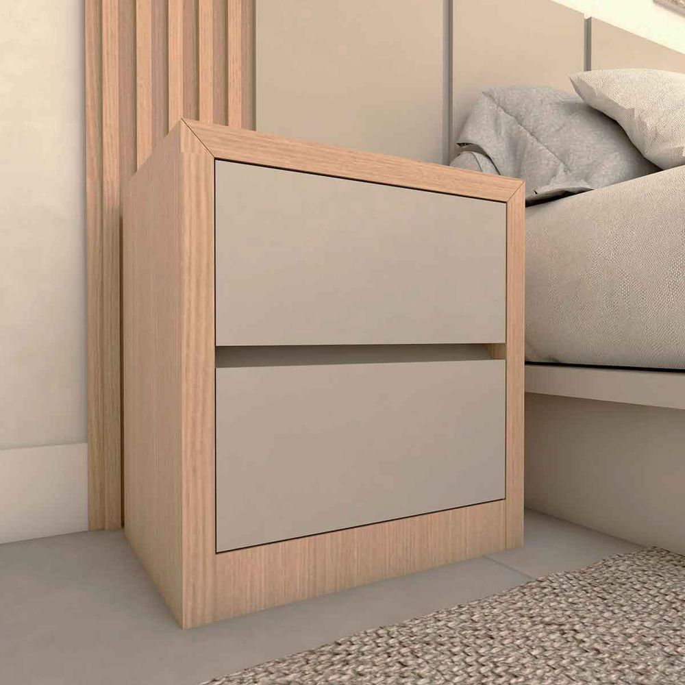 Encontraproduto.com.br - Kit Quarto Mdf Queen Sob Medida Com 2 Mesas E Cabeceira 3M Carvalho Malva Com Titânio